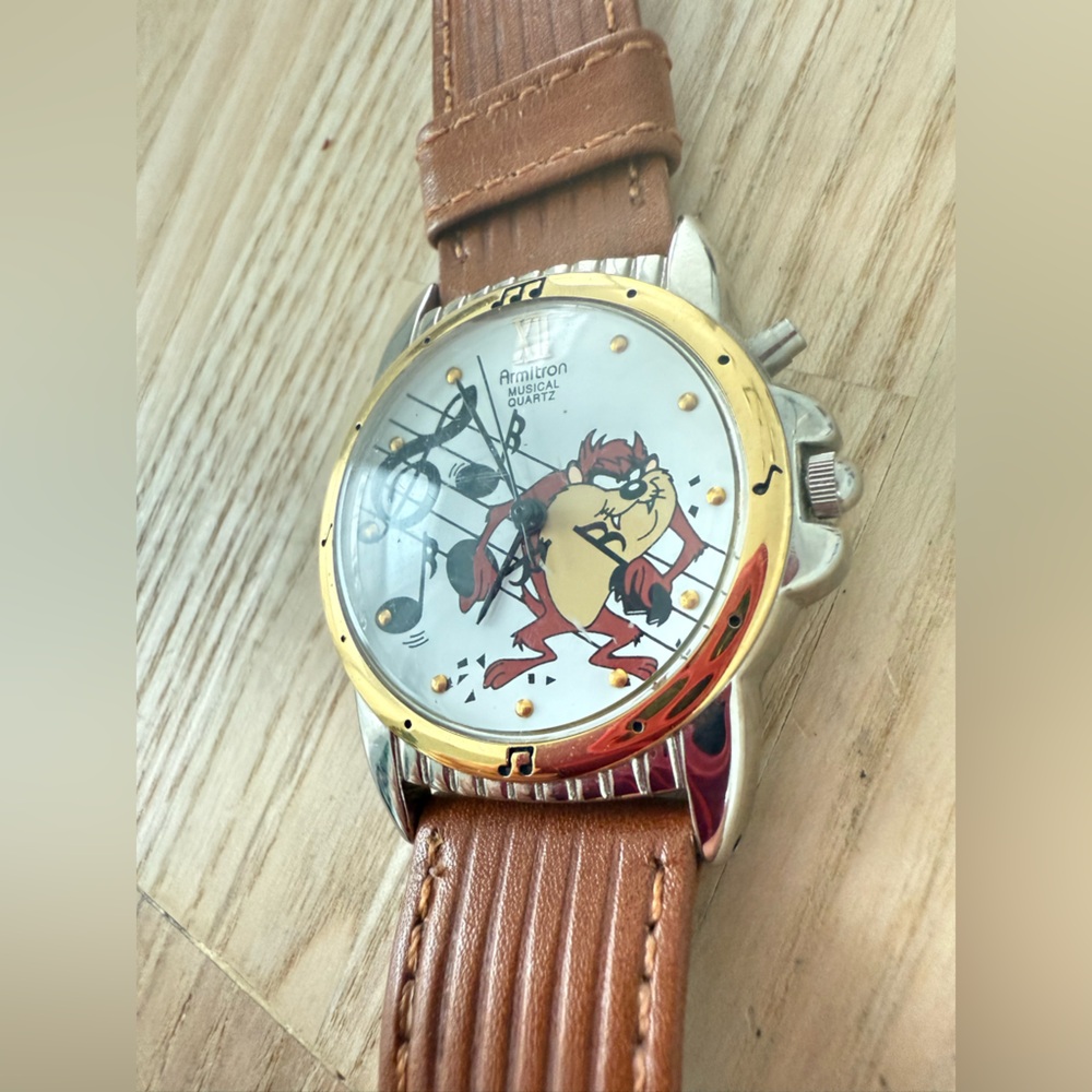 Vintage 90s Armitron Warner bros looney tunes taz musical watch NEW BATTERY - Picture 6 of 14